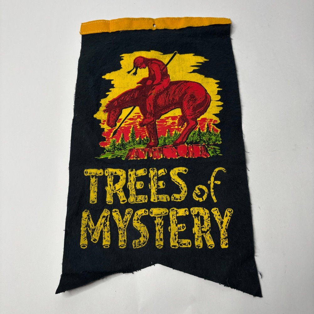 Vintage Trees of Mystery End of the Trail Felt Banner Pennant CA Souvenir Retro